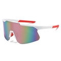 Lunettes de cyclisme blanc avec de grands verres colorés et des branches antidérapantes - Standard / Standard (incl. TVA 13 %) monture blanc et rouge verres roses