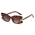 Lunettes de soleil papillon écaille avec verres dégradés marron et détails en métal doré - Standard / Monture Léopard Verres Gris Dégradés