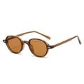 Retro TR90 ovale Sonnenbrille mit teefarbenem transparentem Rahmen und Silbernieten - Tee Rahmen Tee Gläser