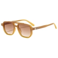 Gafas de sol de aviador retro con montura ámbar y lentes de color marrón degradado - Montura Degradada Té Lentes Degradadas Té