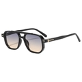 Retro pilot sunglasses with black frame, gradient lenses, and double bridge design - Black Frame Green Yellow Gradient Lens