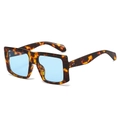 Retro oversized square sunglasses in tortoiseshell frame with light blue lenses - Regular / Regular (Inc. 13% VAT) Leopard Frame Blue Lenses