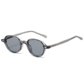 Retro TR90 oval sunglasses featuring translucent grey frames and dark grey lenses - Grey Frame Grey Lens