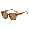 Fashionable tea-colored square TR90 sunglasses with silver star rivets on the frame - Dark Tea Frame Tea Lens
