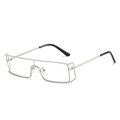 Futuristic silver metal rectangle sunglasses with transparent lenses and sleek frame - Regular / Standard Silver Frame with Clear Lenses