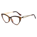 Gafas de luz azul ojo de gato retro con montura de carey y patillas de metal dorado - Montura de Carey Lente Transparente
