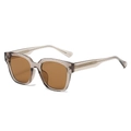 Vintage square sunglasses with transparent grey frame and gold glitter needle temples - Champagne Frame Tea Lens
