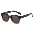 Square oversized polarized sunglasses with black and amber gradient frame and grey lenses - Black-Tea Gradient Frame Grey Lens