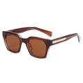 Vintage dark brown square sunglasses with gold textured metal temples on white background - Tea Frame Tea Lens