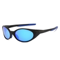 Gafas de sol deportivas polarizadas retro con montura negra y lentes de espejo azul - Régulier / Montura Negra Recubrimiento Azul