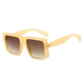 Beige translucent square sunglasses with brown gradient lenses and metal rivet details - Regular / Standard Jelly Tea Frame with Double Tea Lenses