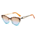 Occhiali da sole occhio di gatto con motivo tartaruga, lenti sfumate e aste dorate traforate - Regolare / Montatura leopardo blu con lenti sfumate tè blu