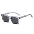 Classic transparent grey rectangular sunglasses with thick frames and dark polarized lenses - Regular / Translucent Grey Frame Grey Lens