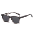 Modern rectangular polarized sunglasses with semi-transparent dark grey square frames - Regular / Gradient Gray Transparent Frame Gray Lens