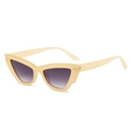 Retro cat eye sunglasses featuring a light beige frame and purple gradient lenses - Jelly Yellow Frame Double Tea Lens