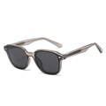 Chic dark gray translucent rectangular polarized sunglasses with metal rivet accents - Champagne Frame Grey Lens