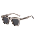 Retro square oversized sunglasses in transparent smoke grey frames with dark lenses - Regular / Champagne Frame Grey Lens