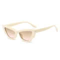Retro cat-eye sunglasses with creamy white frame and gradient brown lenses - Beige Frame Brown Pink Lens