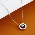 Detail of silver stainless steel double ring necklace with Roman numerals and crystals - Roman Numerals Double Ring Style (Silver/ZPN553)