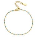 Goldenes Gliederkette Armband mit türkisfarbenen Perlen und verstellbarem Verschluss - Gold Hellblau