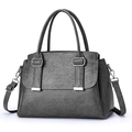 Deep grey vintage large capacity faux leather tote bag with tassels and shoulder strap - Dark Gray