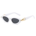 Lunettes de soleil œil de chat avec monture blanche et verres gris foncé - Standard / Standard (incluant facture TVA 13 %) monture blanche verres gris complet