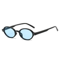 Gafas de sol ovaladas retro con montura negra y lentes azul claro de estilo minimalista - Régulier / Montura Negra Lentes Azules