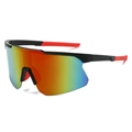Wielerzonnebril met klassiek zwart-rood montuur en levendige regenboogverloopglazen - Zwart Frame Rode Spiegel