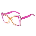 Übergroße Butterfly-Brille mit pink-orangefarbenem Verlauf und Glitzer-Finish - Lila-Tee-Rahmen Klare Gläser