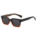 Square thick frame sunglasses in black and orange gradient with dark grey lenses - Black Amber Gradient Frame Grey Lens