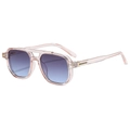 Retro pilot sunglasses with pink transparent frame and gradient blue-purple lenses - Transparent Pink Frame Gray Blue Lenses