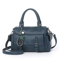 Sac à main Boston bleu foncé en cuir PU souple avec pendentif étoile élégant - Bleu