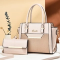 Detail of beige faux crocodile leather tote bag and matching mini flap crossbody bag - Off White
