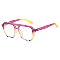 Fashion aviator sunglasses with purple yellow gradient lenses and tortoise frame details - Purple Yellow Frame Clear Lens
