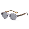 Retro round sunglasses with transparent purple frames and tortoiseshell temples - Regular / Regular (Incl. 13% VAT) Gray Frame with Gray Lenses and Leopard Temples