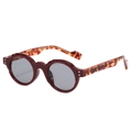 Vintage round sunglasses with burgundy frames and tortoiseshell temples for a retro look - Regular / Red Frame Light Gray Lenses (Incl. 13% VAT)