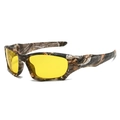 Men's tactical sports sunglasses with green camo frames and yellow contrast lenses - Camouflage Frame Yellow Lens