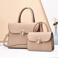 Ensemble minimaliste de sac fourre-tout et pochette beige avec texture plissée - Kaki