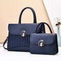 Ensemble de sacs bleu marine avec matelassage vertical et fermoir doré chic - Bleu