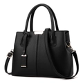 Große schwarze Handtasche aus strukturiertem Leder mit goldenen Details für Damen - Schwarz