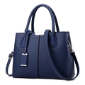 Große marineblaue Henkeltasche mit goldenen Beschlägen und verstellbarem Schultergurt - Königsblau
