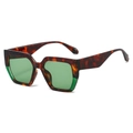 Gafas de sol cuadradas de carey con lentes verdes y patillas anchas estilo retro - Montura de Leopardo Lentes Verdes