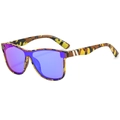 Lunettes de soleil écaille avec verres miroirs violets et monture épaisse en résine - C3 Monture Camouflage Verres Bleus