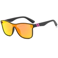 Fashionable sports sunglasses with matte black frame and orange mirrored lenses - Regular / Standard (Incl. 13% Tax) C6 Frosted Black Frame Red Mirror Lens