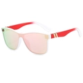White frame sunglasses with red gradient temples and orange mirrored LED power lens - Regular / Standard (Incl. 13% Tax) C7 White Frame Barbie Pink Lens