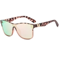 Fashionable oversized tortoise shell shield sunglasses with green mirrored lenses - Regular / Standard (Incl. 13% Tax) C8 Frosted Pink Knurled Frame Barbie Pink Lens