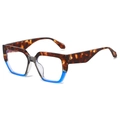Lunettes de soleil carrées oversize avec monture contrastée écaille et bleu transparent - Haut Léopard Bas Monture Bleue Verres Transparents