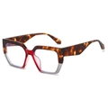 Lunettes de soleil carrées oversize avec monture dégradée rouge foncé et gris - Haut Léopard Bas Monture Grise Verres Transparents