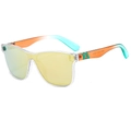 LED light up oversized sunglasses with orange and teal gradient frame and yellow lenses - Regular / Standard (Incl. 13% Tax) C11 Frosted Transparent Frame Gold Coating Lens