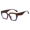 Lunettes de soleil carrées écaille avec monture contrastée bleue transparente - Monture Mixte Léopard et Bleu Verres Transparents